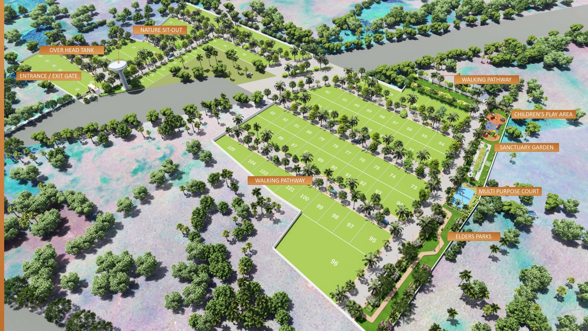 Amodha Pearl City HMDA Approved Villa Plots 3D Master Layout